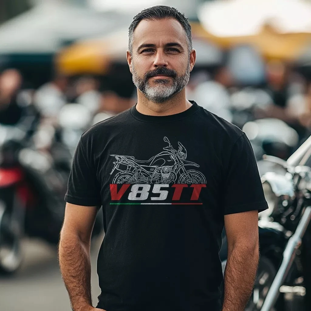 

2025 Summer Cotton Round Neck Short Sleeves for Men Women for Moto Guzzi V85 TT Fans – Moto Animals Illustration T-shirt