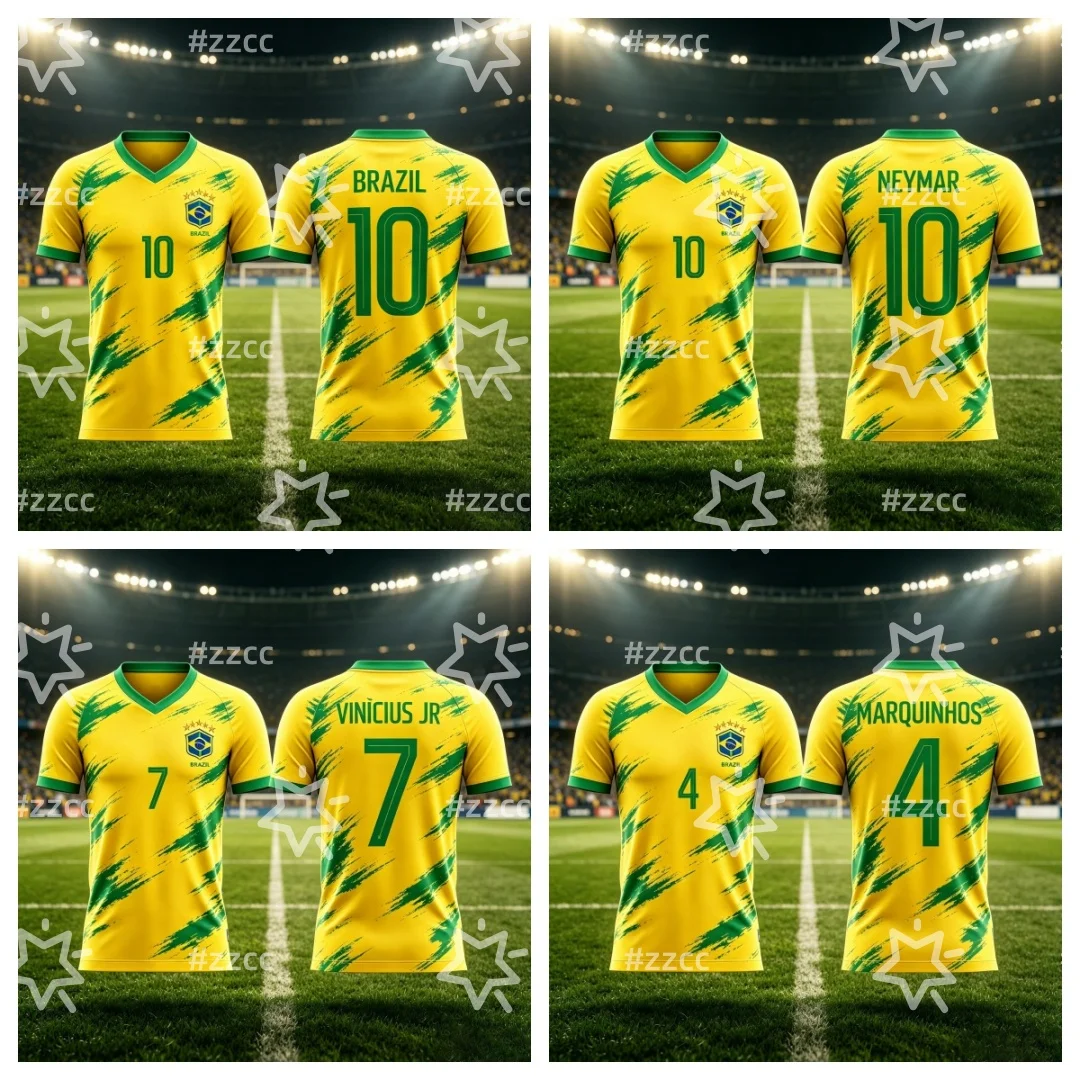 2026 Neymar Nr. 10 Fußballtrikot Brasilien Match & Training Kit Sommer Sport Herren T-Shirt Kinderbekleidung Tee Y2K Damen ﻿ – Detail 1