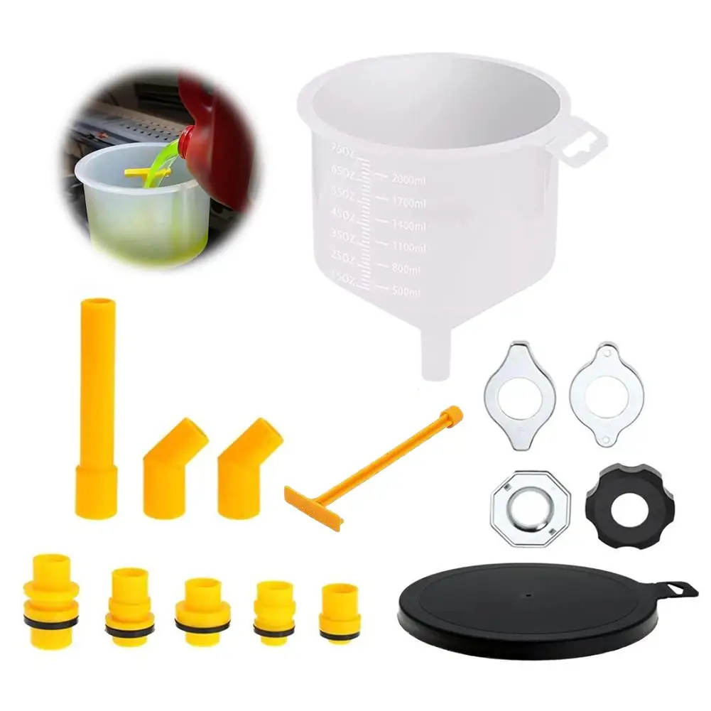 مجموعة قمع المبرد أداة صب الزيت ملحقات السيارة مقاومة للانسكاب المركبات العالمية البلاستيك ملء قمع صنبور I7J3