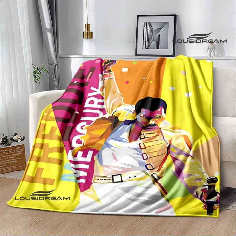 Queen band Print Blanket Picnic Blanket Flannel Soft Cozy Home Travel Blanket Thin Blanket Bed Blanket Birthday Gift