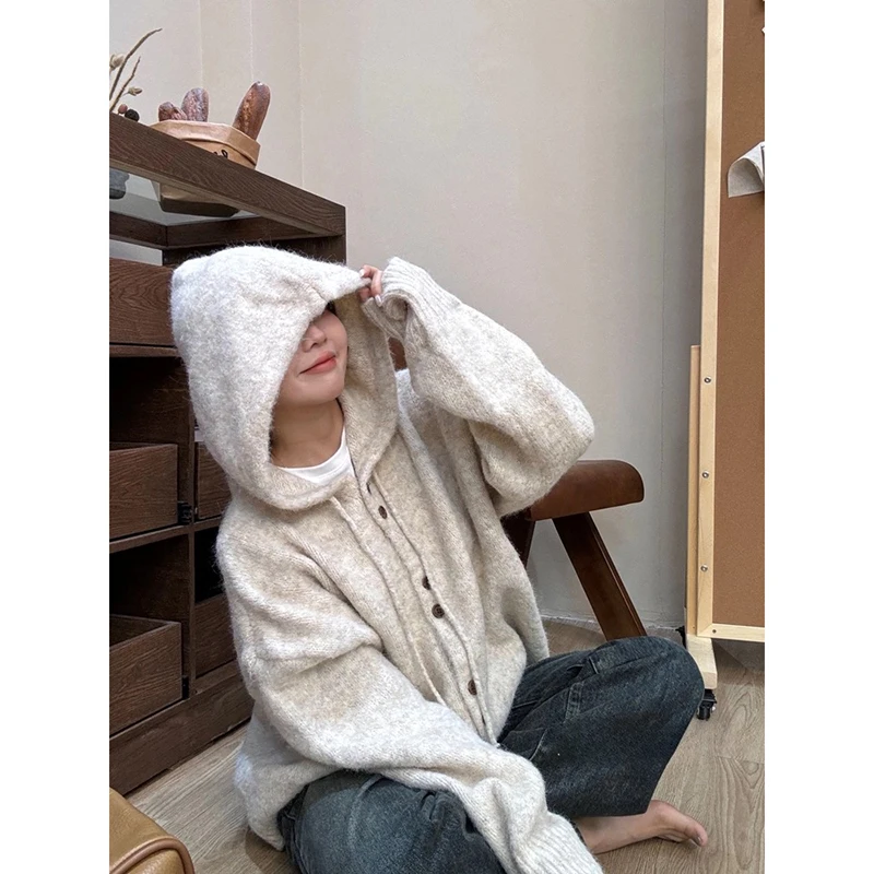 YIBASHU dames herfst winter trui met lange mouwen en capuchon Y2K Amerikaanse high street harajuku esthetische college retro topkleding