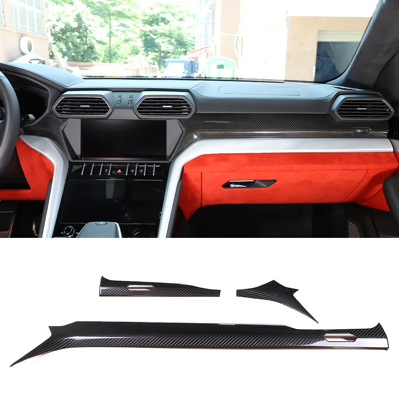 

Real Carbon Fiber Car Center Console Dashboard Trim Strips For Lamborghini URUS 2018 2019 2020 2021 Auto Interior Accessories