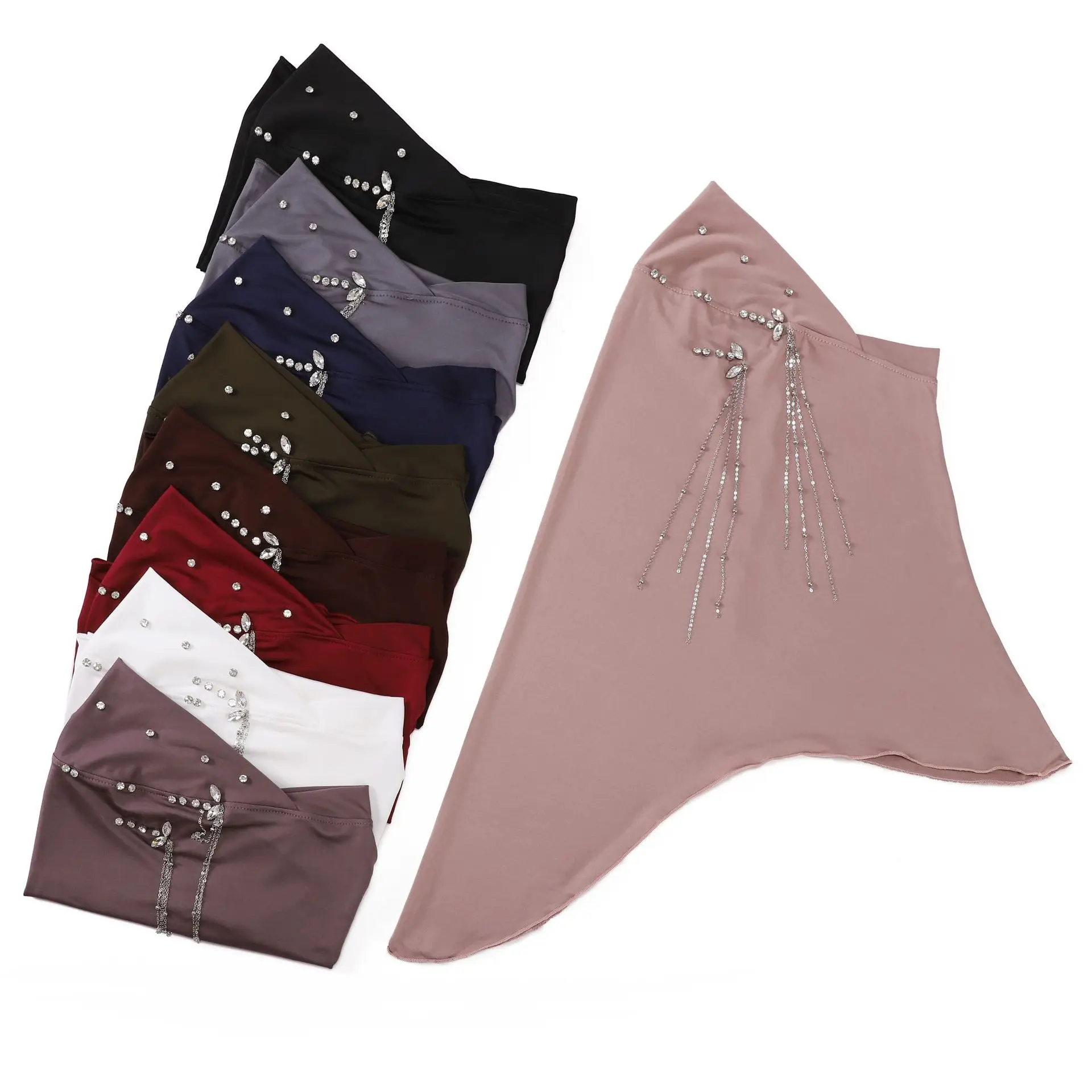 

Цельный амира, мусульманский женский мгновенный шарф с бриллиантами, хиджаб, тюрбан, Ид Рамадан, исламская повязка на голову, головной убор, никаб, никаб, шляпа