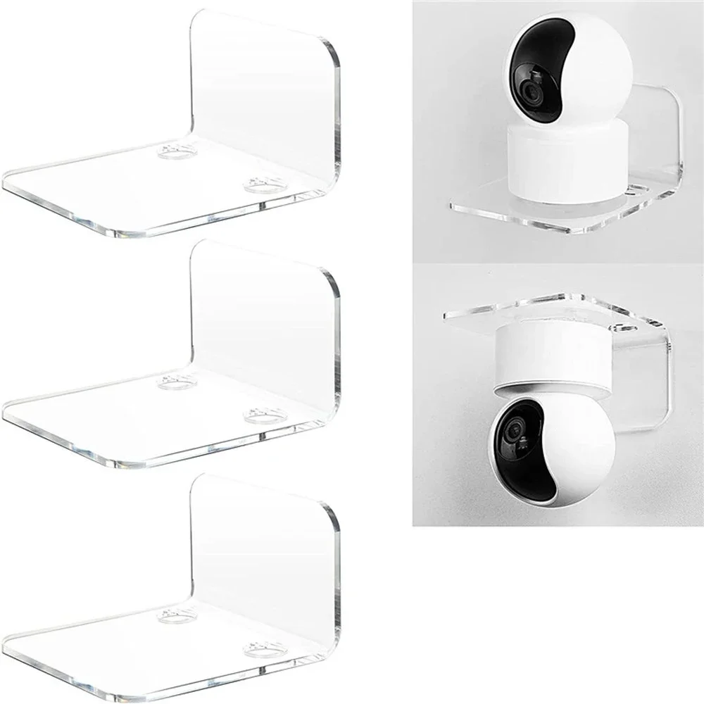 

3PCS Surveillance Camera Shelf Acrylic Adhensive Wall Mount Stand Storage Rack for Small Items in Living Room Bathroom Bedroom