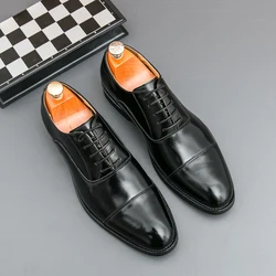 Classic Italian Style Mens Derby Formal Shoes Career Office Leather Shoes Pointy Toe Handmade Business Wedding Dress Shoes Men