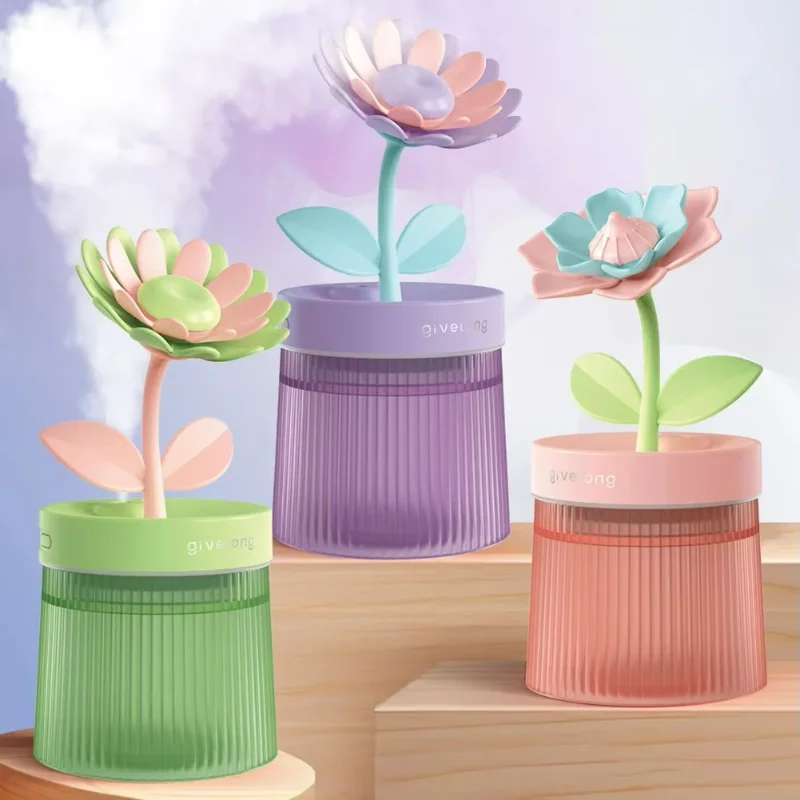 

Flower Air Humidifier Small Spray Hydration Home Use Quiet Bedroom Desktop Portable Car USB Aroma Therapy Humidifier Diffuser