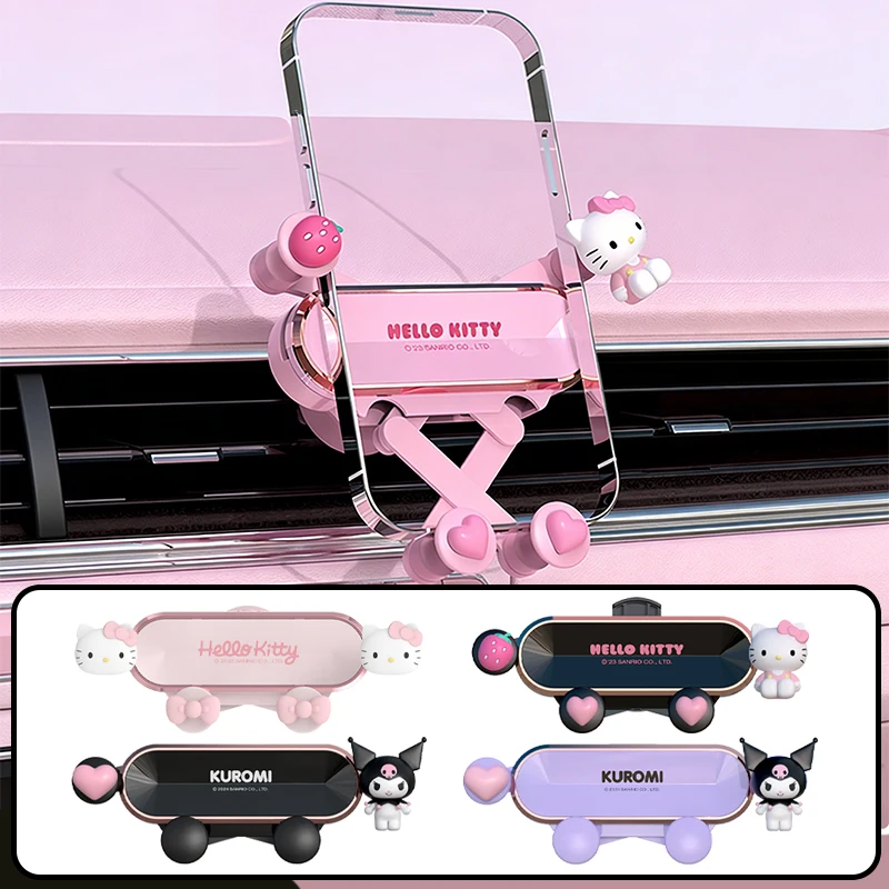 

Держатель для телефона Hello Kitty Kawaii на воздуховод автомобиля, крепление-клипса для навигатора, устойчивое автомобильное крепление, декор для салона авто, подарок для девушки
