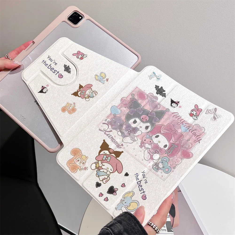 

Melody Kuromi Tablet Case For iPad Pro11 9.7 10.2 5th 6th 7th 8th 9th 10th 11th Generation Air 3 4 5 6 11 Mini6 7 Rotation Cover