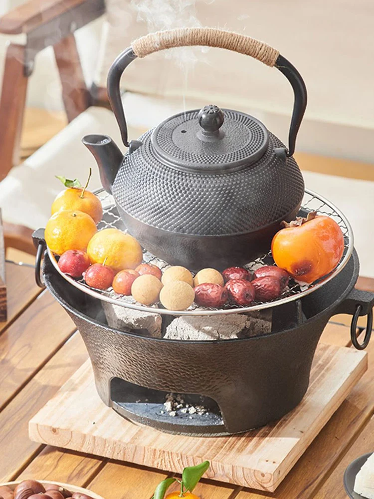 

1 шт. Настольная чугунная угольная печь-гриль круглой формы для семейных встреч и барбекю