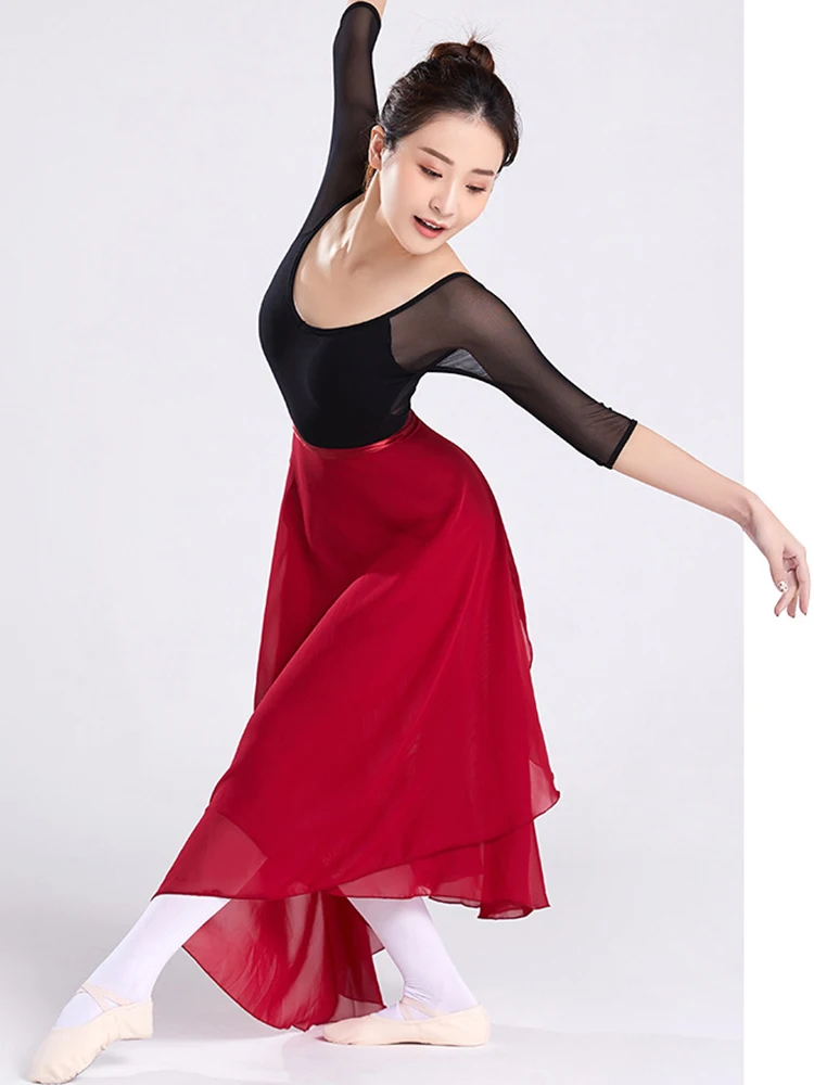 여성용 댄스 드레스, 쉬폰 발레 드레스, 여성용 댄스 랩 드레스, 넥타이 포함