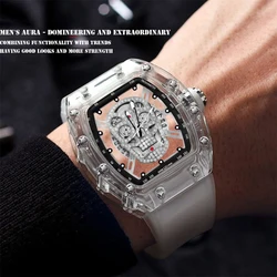 Men's Watch Brand Non Mechanical Transparent Ghost Head Wine Bucket Watch Trendy Clock with Diamonds Reloj L122