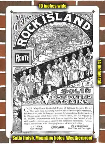 Metal Sign - 1882 Rock Island Railroad Chicago- 10x14 inches