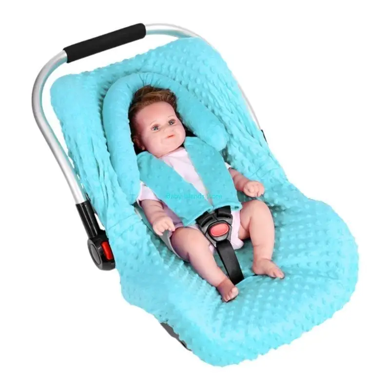 k92d 인체 공학적 베이비 헤드 지원 카시트 용 헤드 레스트 베개 기계 세탁 가능한 어깨 끈 커버 세트가있는 유모차