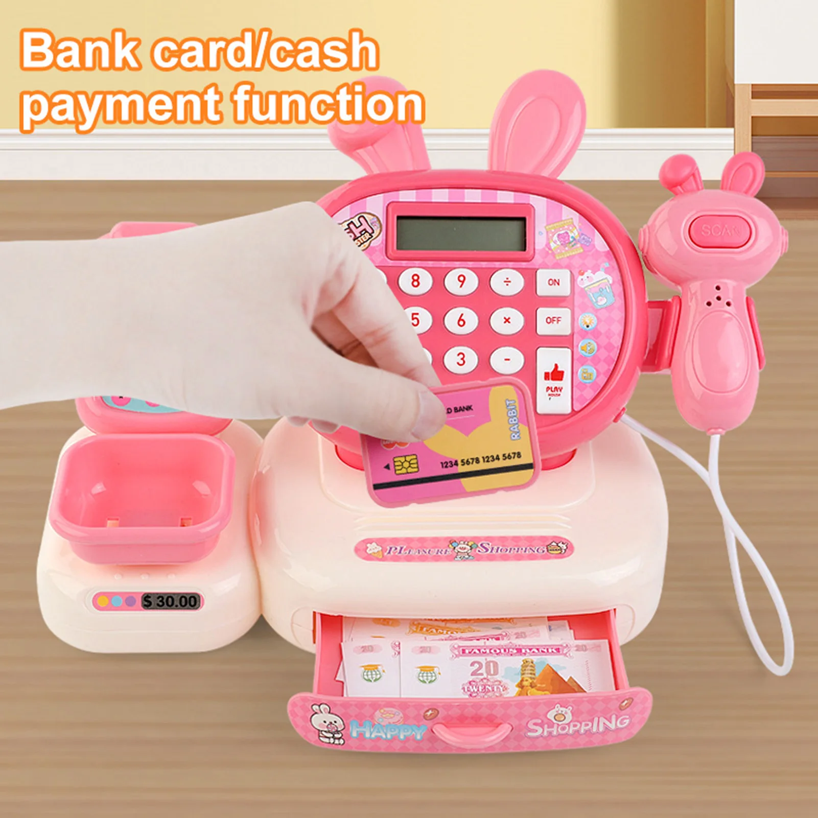 

Pretend Play Calculator Register Toys Fun Realistic Supermarket Cashier Games with Bank Card Early Educational Toy Gift for