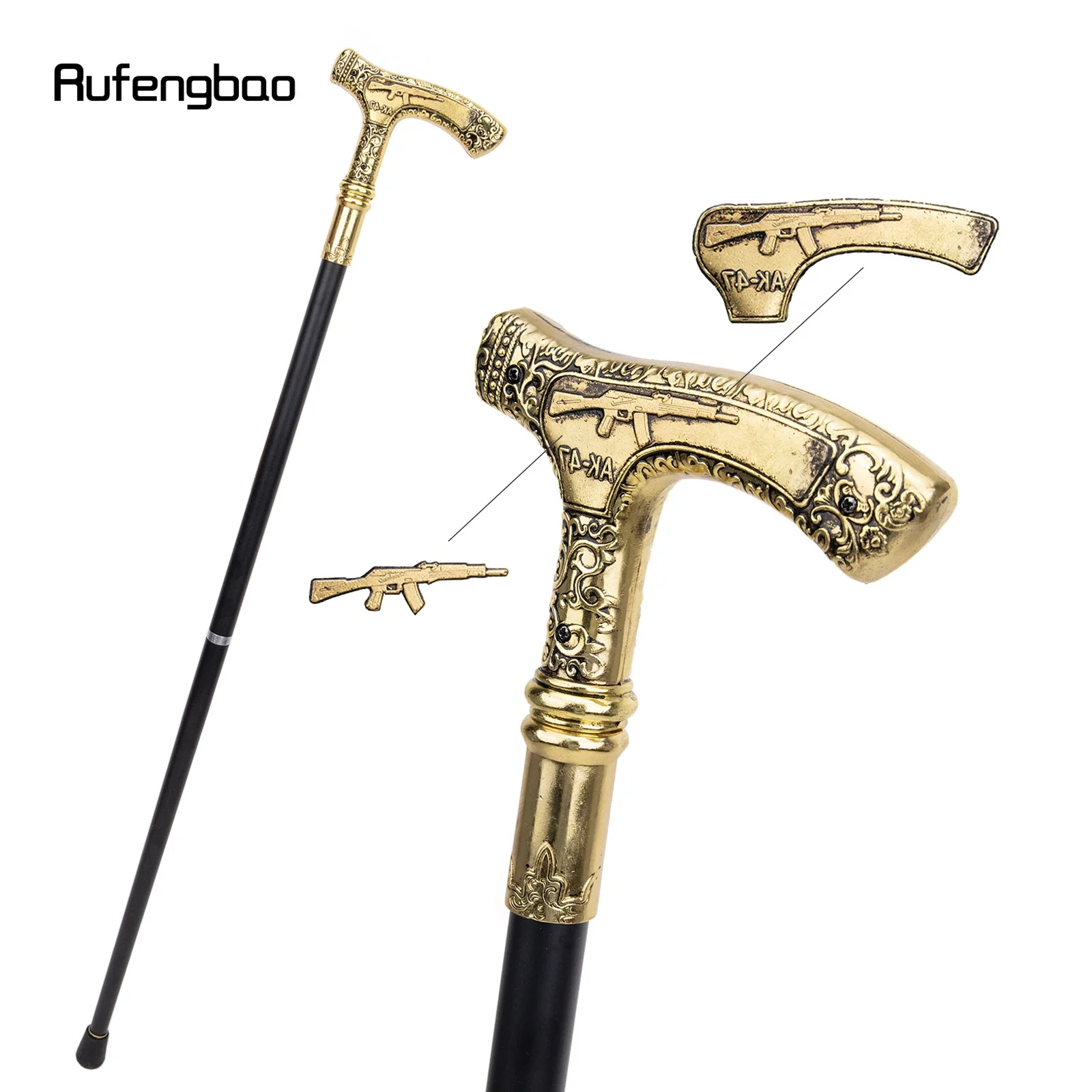 

AK 47 Luxury Pattern Walking Stick Party Fashion Elegant Walking Stick Decorative Cospaly Cane Knob Crosier 90cm