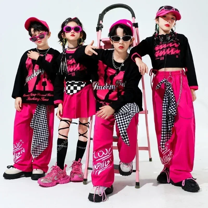 Nuevo Top corto de Hip Hop para niña, pantalones de baile callejero para niño, ropa deportiva para niño, ropa de calle para niño, conjunto de ropa de Jazz, Hip Hop de moda