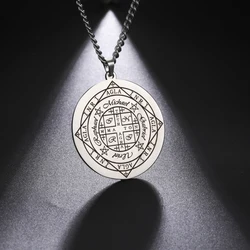 EUEAVAN Michael Uriel Raphael Gabriel Archangels Seal Necklace Stainless Steel Fortune Wheel AGLA INRI Necklaces Amulet Jewelry