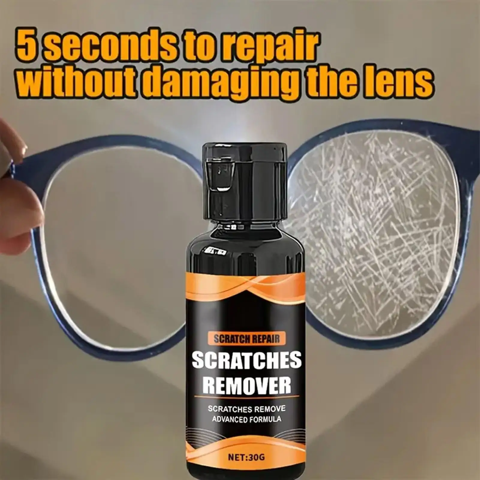 Car Windshield Glass Eyeglass Scratch Remover 30g Glass Cleaner with Sponge Sunglasses Repair Kit for Watch Camera Lens Paint