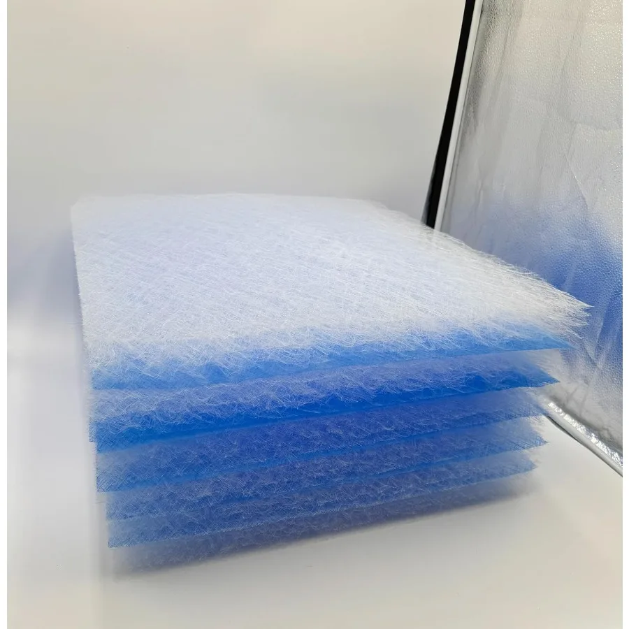 Rolo de filtro para prendedor de tinta branca azul de alta eficiência para sistemas de exaustão de cabine de pulverização industrial 25 de largura x 300 pés de comprimento durável fi