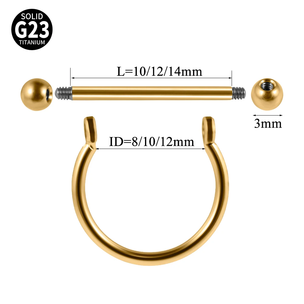 1PC ASTM F136 Titanium Ear Daith Rook Lobe Barbell Micro Zircon Hoop Earring Gold Plated Cartilage Piercing Jewelry