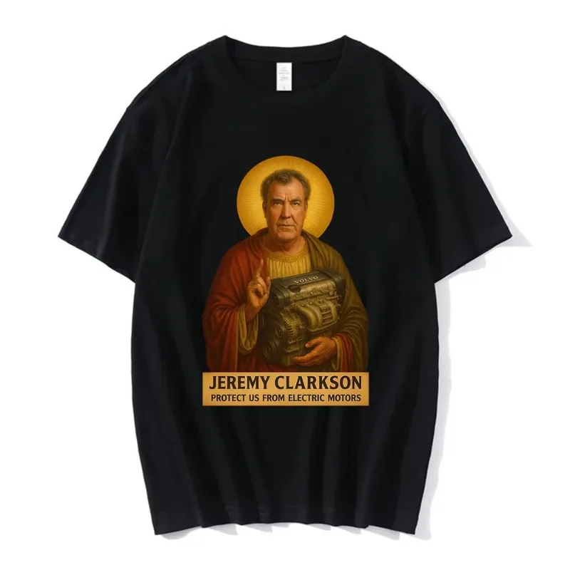 Camisetas divertidas con meme de Jeremy Clarkson Protect Us From Electric Motors, camisetas de manga corta de algodón a la moda para hombres y mujeres, camisetas de gran tamaño