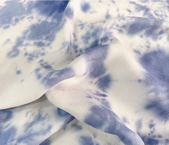 

Sky Blue Tie-dye Woven Twill Pure Cotton Fabric Summer Cotton Shirt Dress Hanfu Designer Fabric