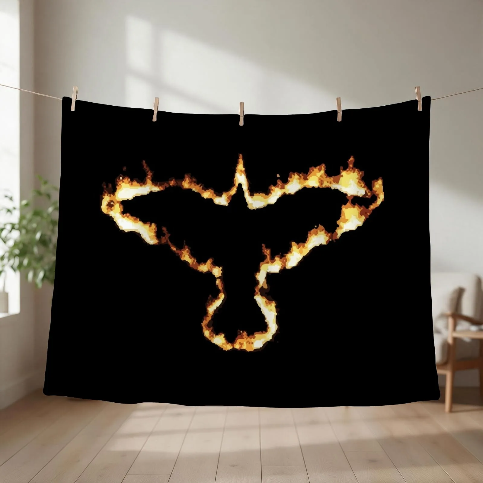 fire crow Throw Blanket couch cozy soft plush fuzzy picnic outdoor blanket