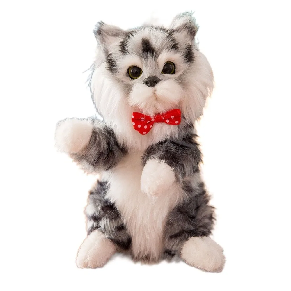 

ПП хлопок имитация кошки плюшевые игрушки со звуком пушистая мягкая модель котенка ручной работы мультфильм поддельные кошки плюшевые фигурки