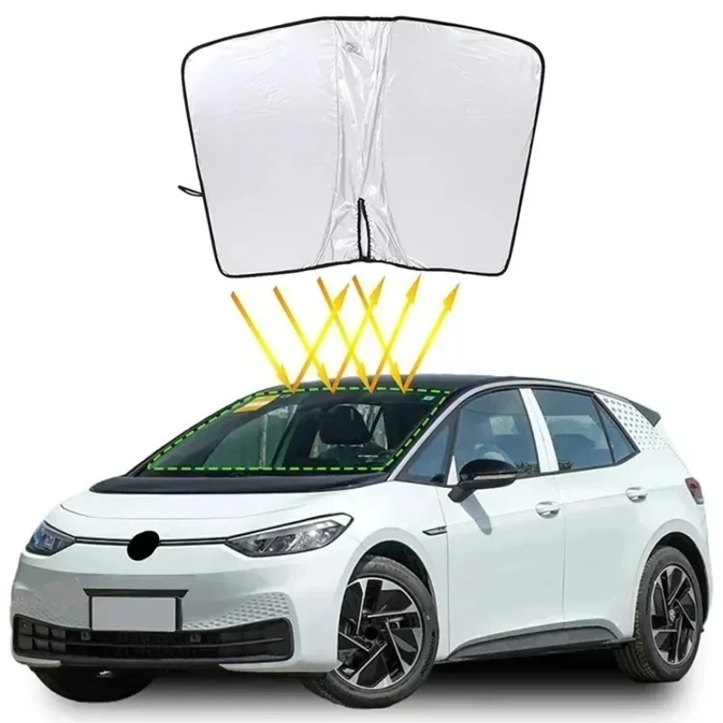 Car Front Windshield Anti-UV Sunshade For Volkswagen ID.3 2019-2024 Silver Tape Interior Car Accessories