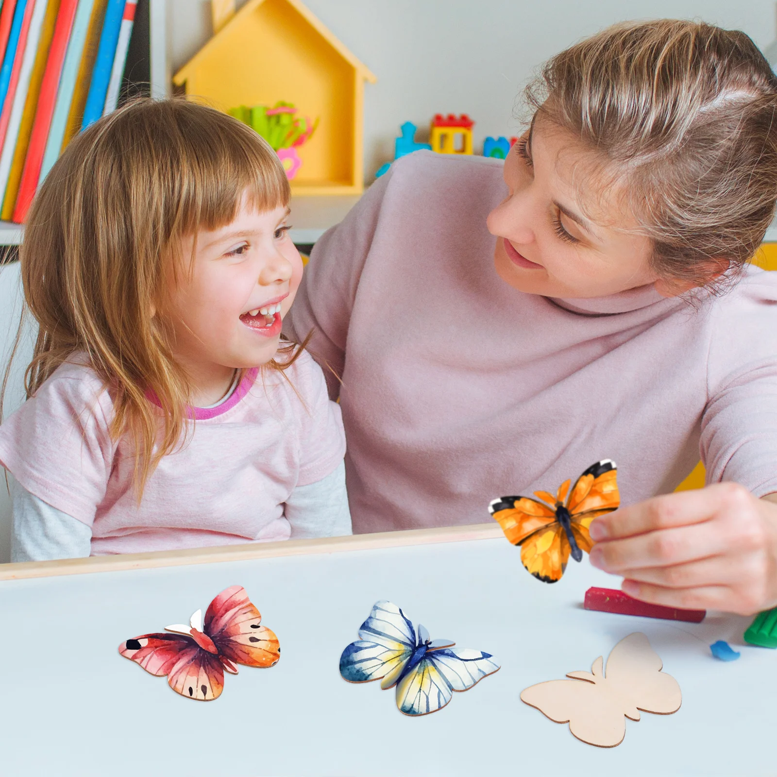 

40Pcs Butterflies Wood Cutout Shapes Blank DIY Wooden Pieces for Painting Crafts Kids Adults Art Craft Supplies Home Decor