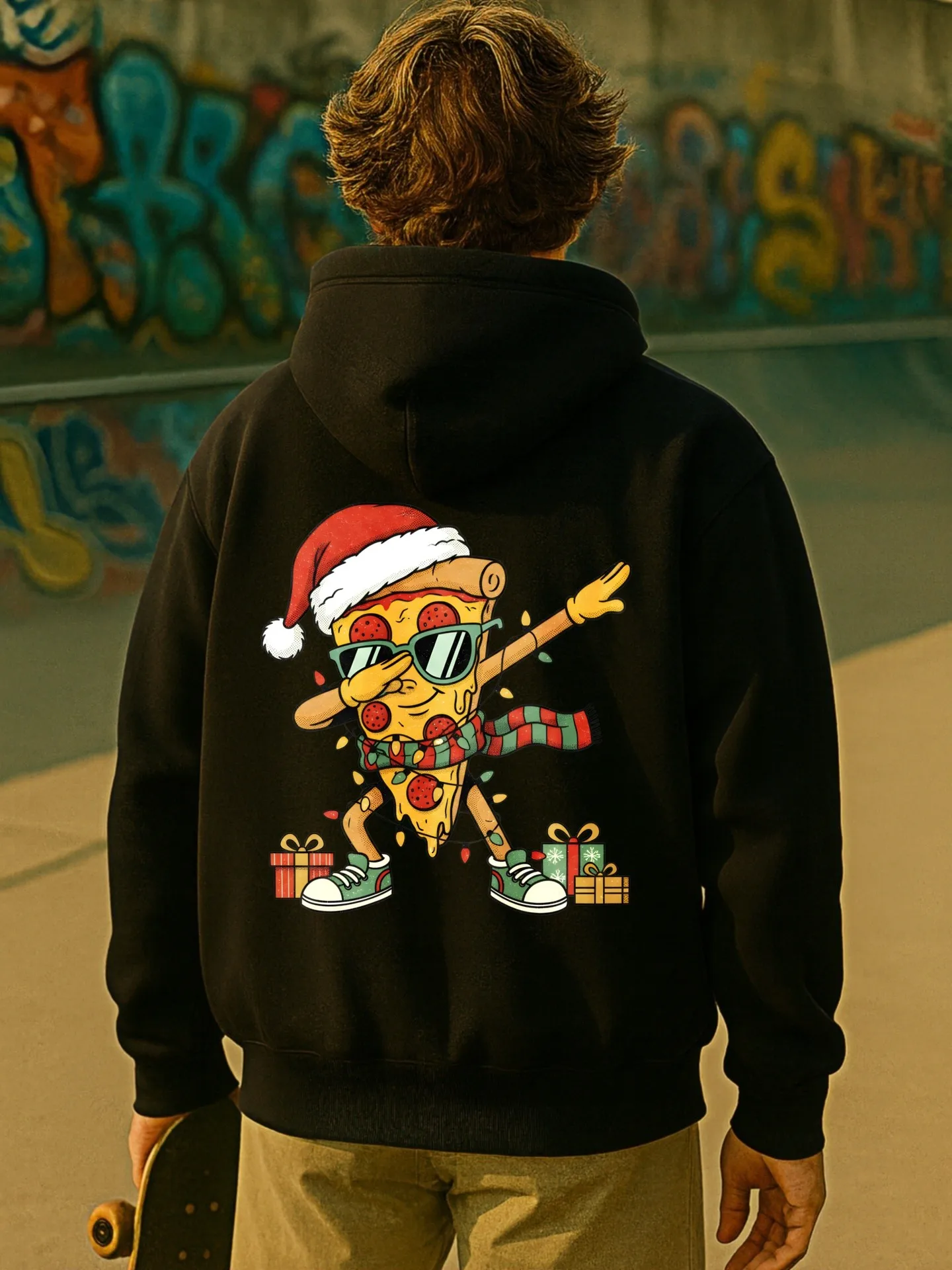 هوديي جرافيك للرجال، بلوفر بغطاء للرأس مطبوع عليه رسوم كرتونية، نمط ملابس الشارع، مبطن بالصوف، للشباب، للارتداء اليومي