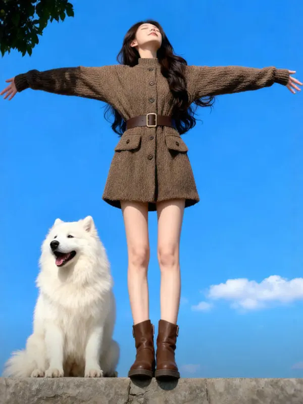 

Ретро-платье Ele Knitted Dr Slim Fit с высокой талией, модное, короткое, осенне-зимнее, с длинными рукавами, на пуговицах