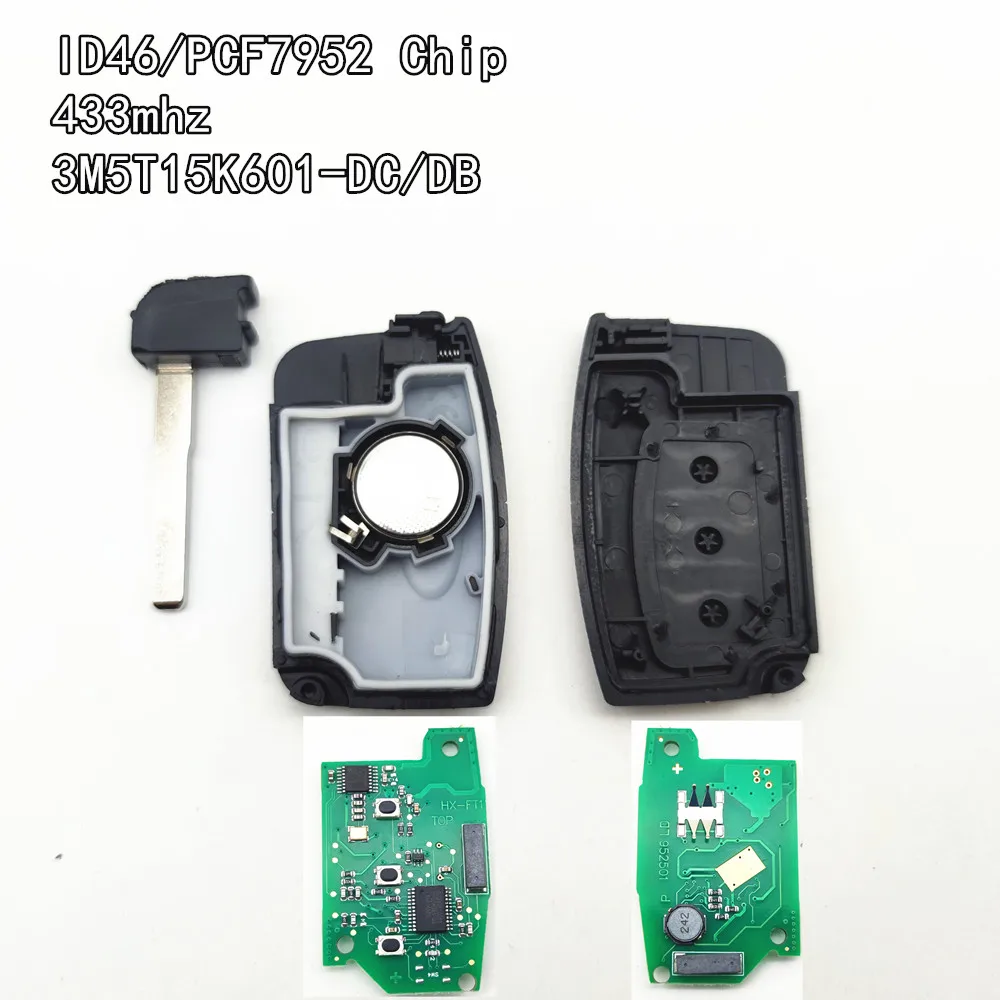 Llave remota de coche inteligente Go sin llave, chip id46 de 433mhz para Ford c-max Focus MK2 Kuga Mondeo Galaxy HU101, hoja Fob