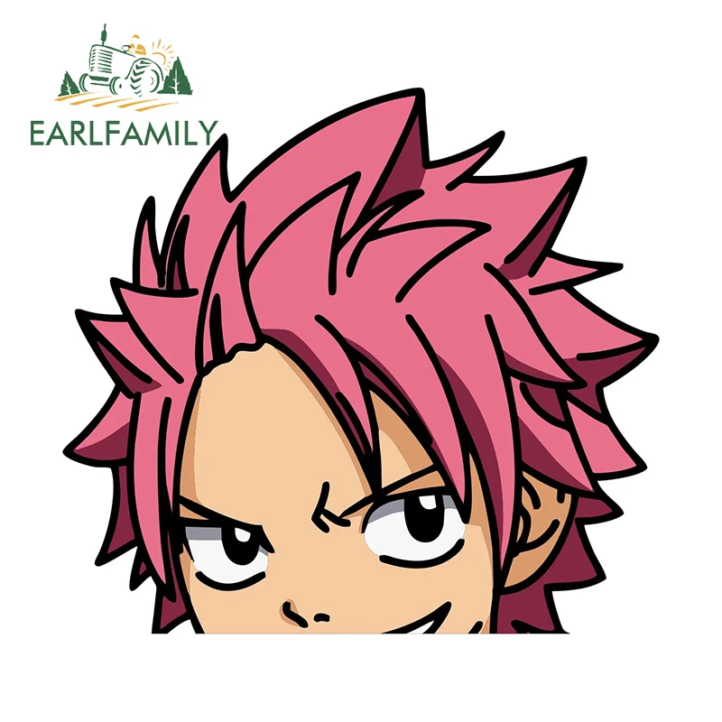 EARLFAMILY Anime NATSU DRAGNEEL PEEKING Car Sticker Chibi Big Head Decal JDM Rear Glass Window Toolbox Graffiti Car Decoration