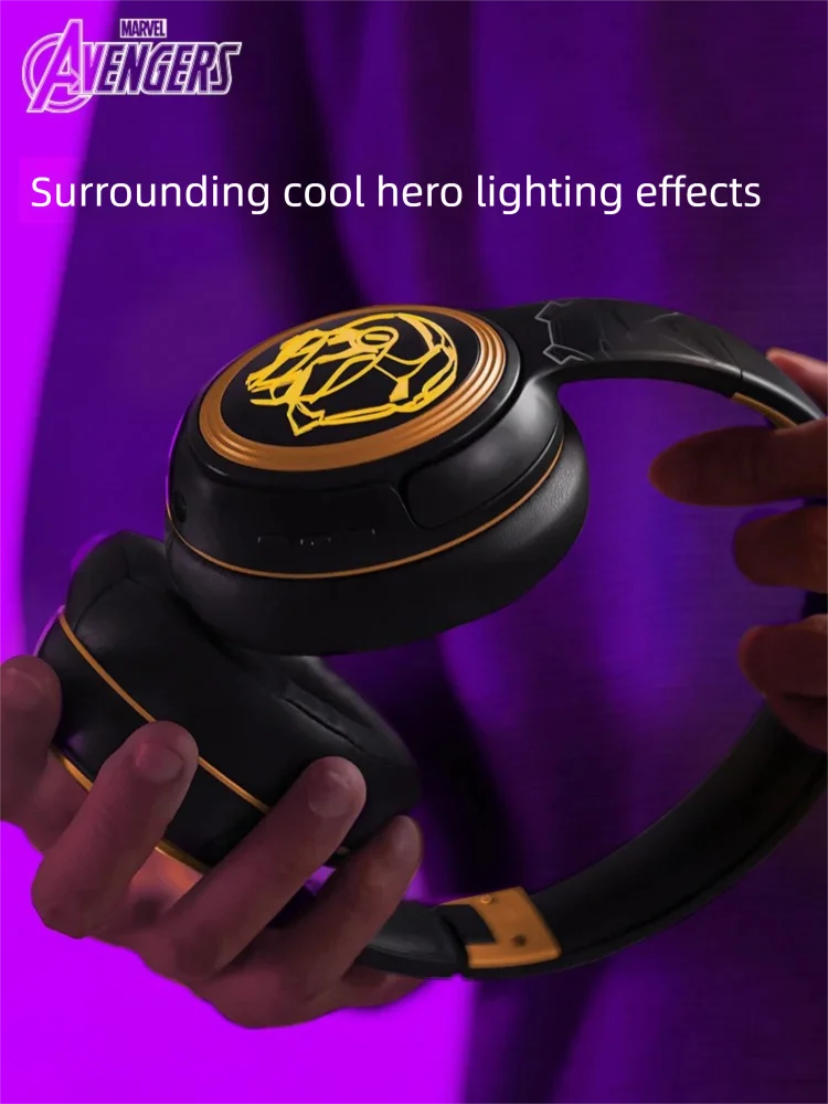 سماعة رأس لاسلكية من MARVEL Collaboration مزودة بتقنية البلوتوث 5.3 فوق سماعات الرأس معززة بحجاب 40 مم وسماعات الكمون المنخفض للغاية