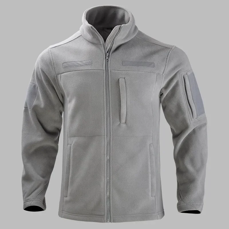 Tactical Stand Collar Fleece Men Autumn Winter Outdoor Thicken Warm Fleece Coat Multi-pocket Military Fleece Liner