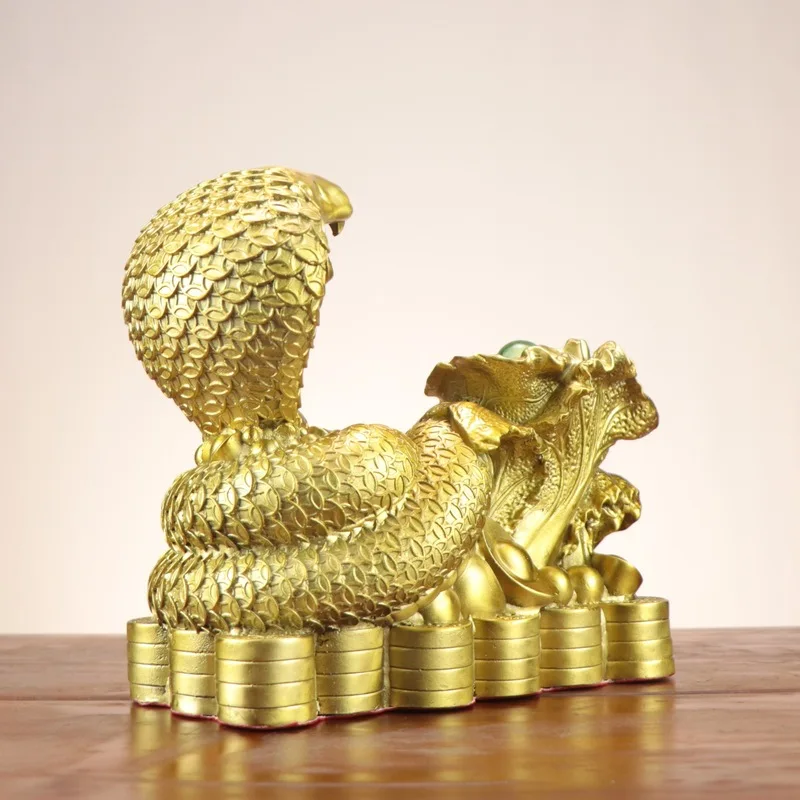 Copper , , Zodiac , Fortune , Money Cobra, Cabbage Auspicious Snake Ornament