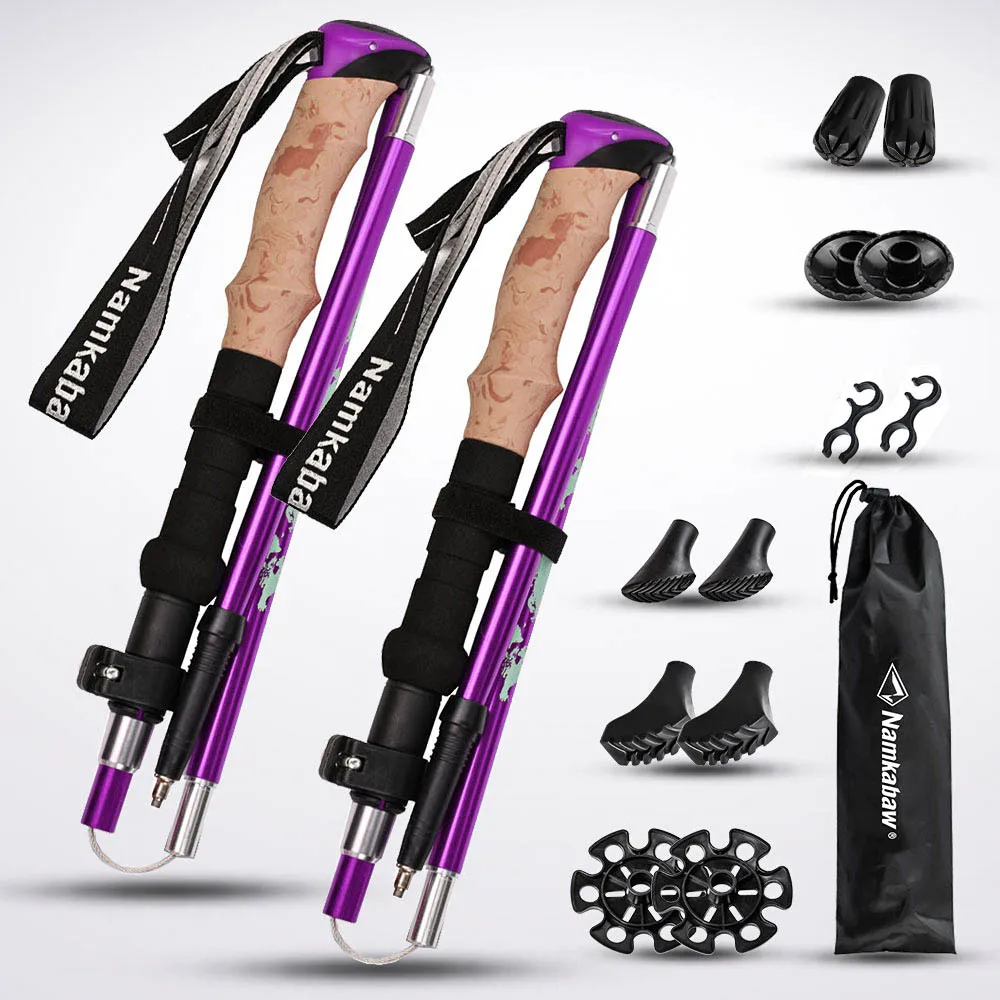 

Набор из 2 предметов: 5-секционные складные треккинговые палки, телескопические палки для ходьбы и восхождений из алюминиевого сплава, туристическое снаряжение.