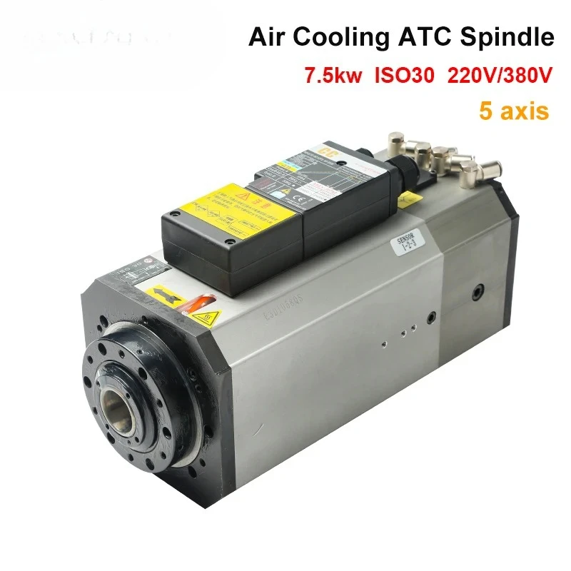 

Spindle Motor 7.5kw Air Cooled Automatic Tool Change Spindle 220v 380v 24000rpm ISO30 Tool Handle For Router