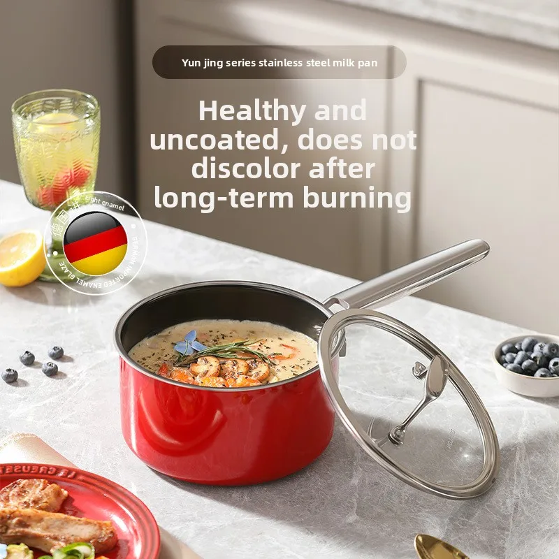 Enamel milk pot Household non-stick  Stainless steel  Noodle cooking  Supplementary food pot