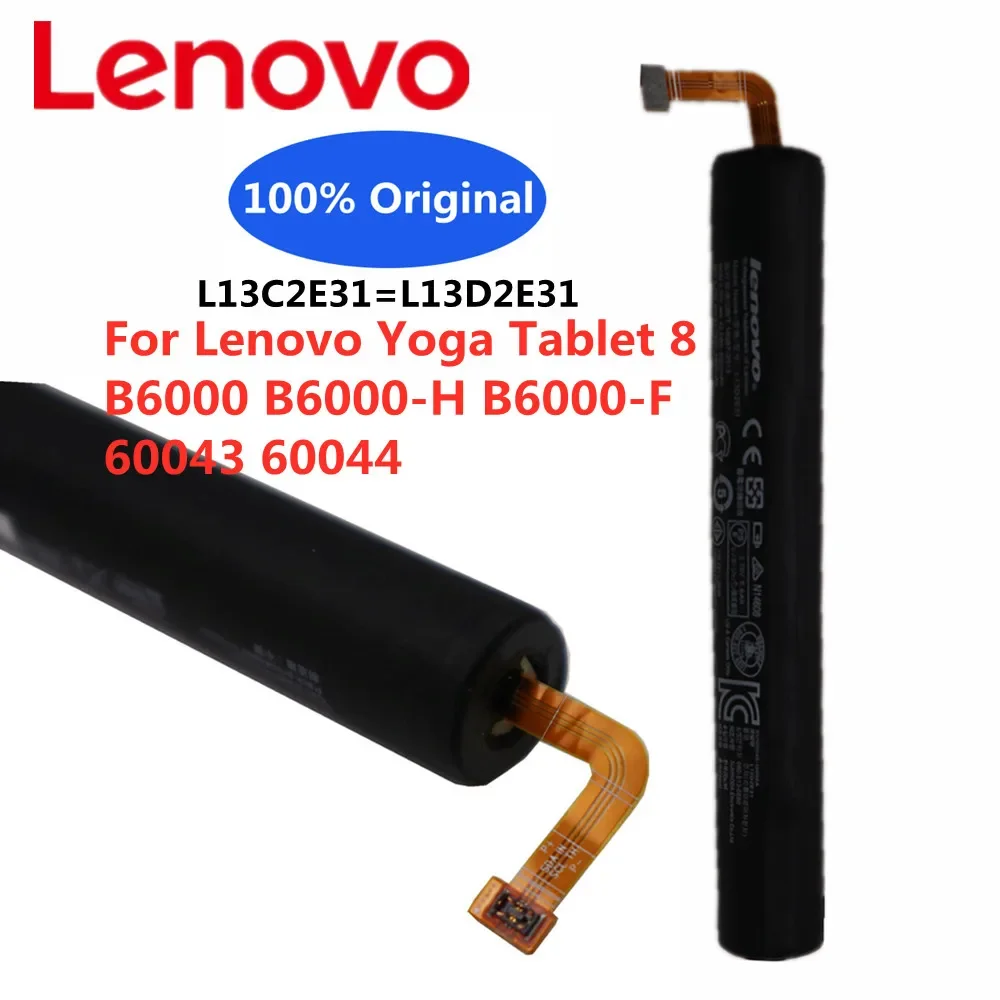 New Original L13D2E31 L13C2E31 Battery For Lenovo Yoga Tablet 8 Tab 8 B6000 B6000-H B6000-F 60044 60043 6000mAh Batteries