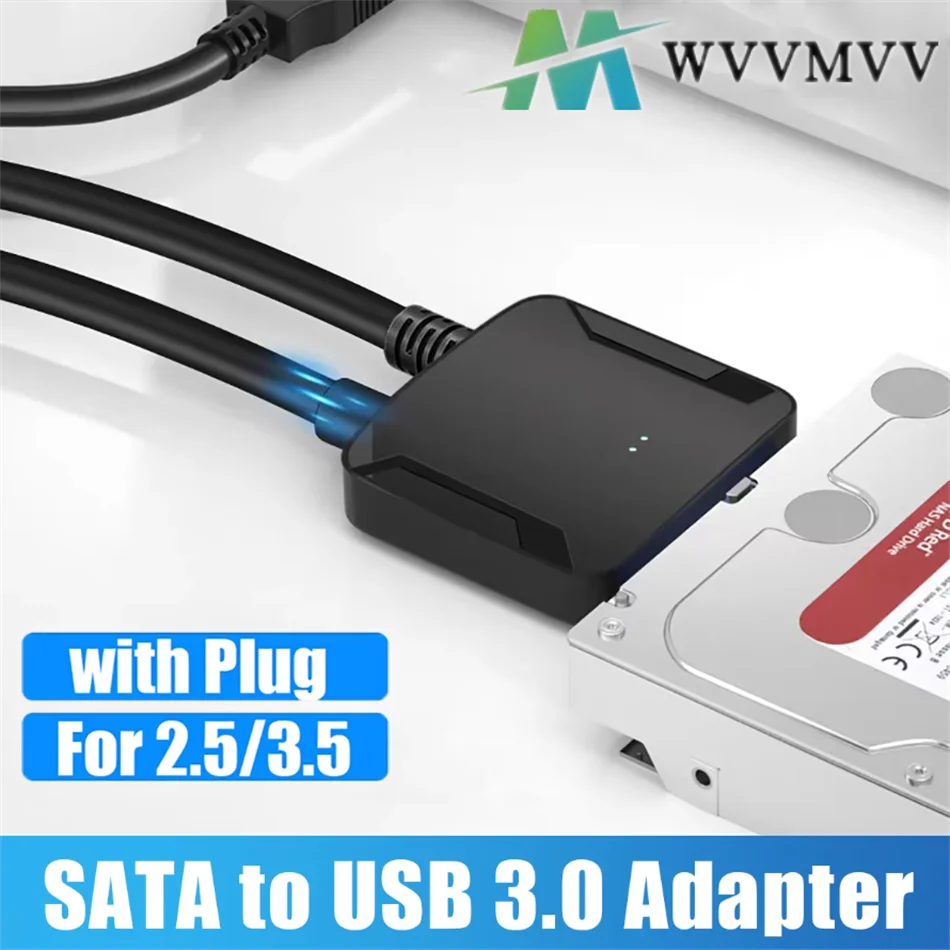 SATA to USB 3.0 Cable USB to SATA III Hard Drive Adapter Converter for 2.5/3.5 Inch SSD HDD Hard Drive Disk with Power Adapter