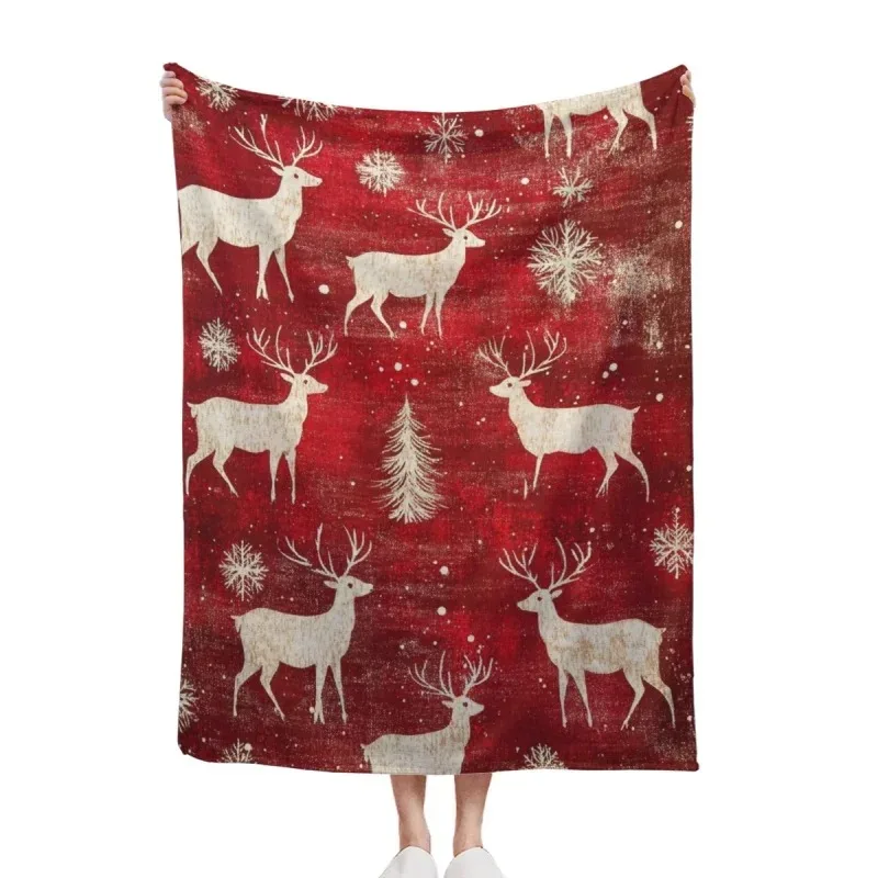 

Christmas Deer Flannel Blanket Super Soft Durable Perfect For Snuggling, Outdoor Adventures, Travel And Treasure Gift 150x200cm