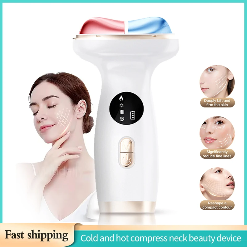 7-color LED Photon Therapy Facial Cold and Hot Compress Neck Beauty Device EMS Microcurrent Lifting Chin Massage Instrument