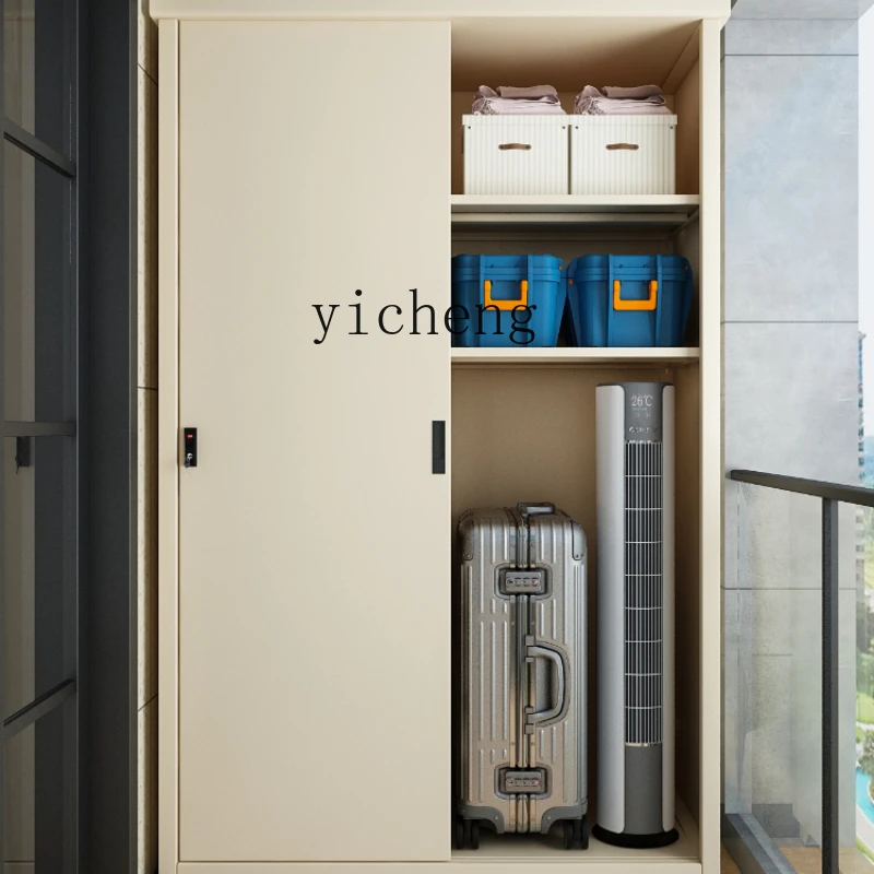 

ZF Household Sun-Proof Balcony Locker Bedroom Sliding Door Iron Outdoor Waterproof Storage Cabinet