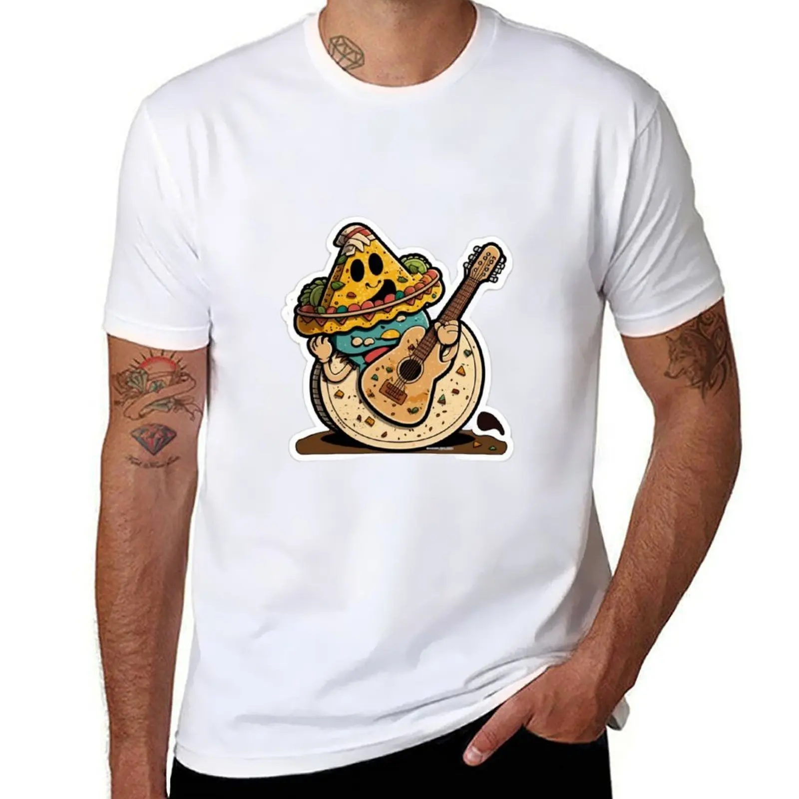 

A taco playing guitar T-Shirt man t shirts cotton man t shirts for men T-Shirt