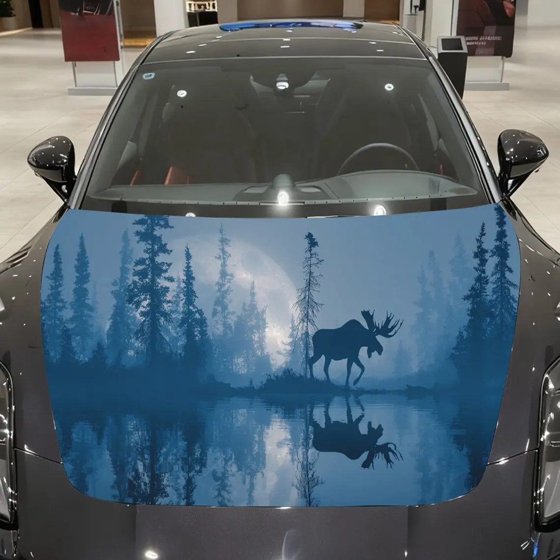 Domineering Camel and Lake Auto Cover Sticker, Waterproof and Self-adhesive Auto Hood Decal, Auto Vinyl Wraps, Cool Car Exterior