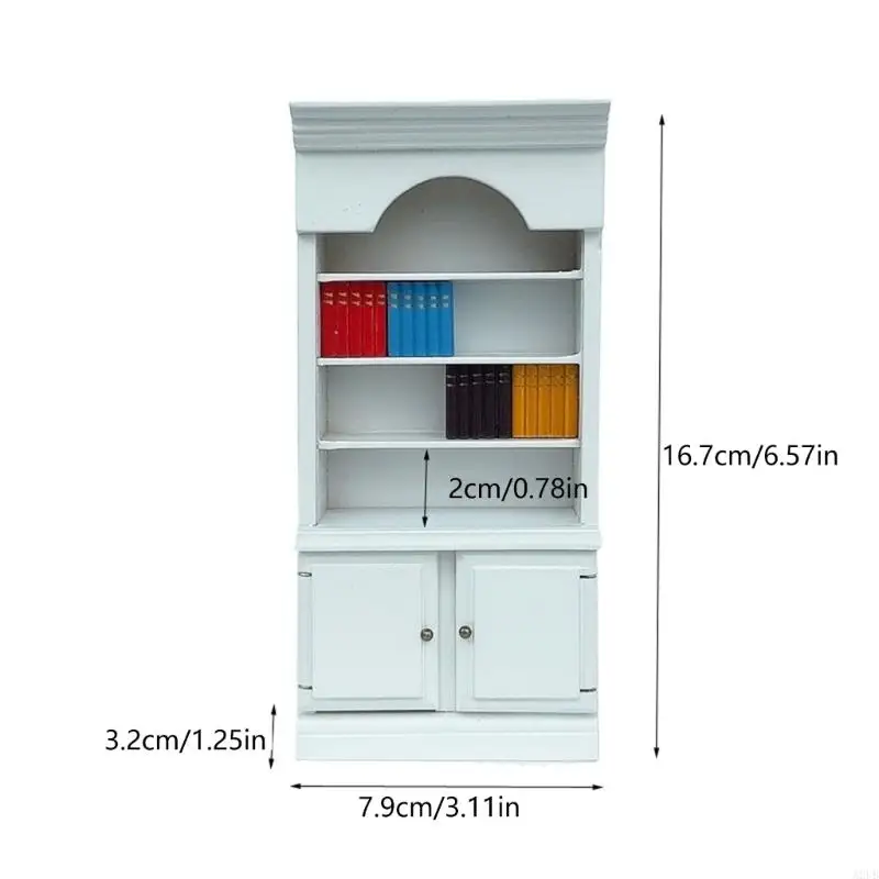 1/12 Doll House Miniature Bibliothèque en bois avec petits livres pour scène d'étude Scène d'affichage Accessoires A2UB