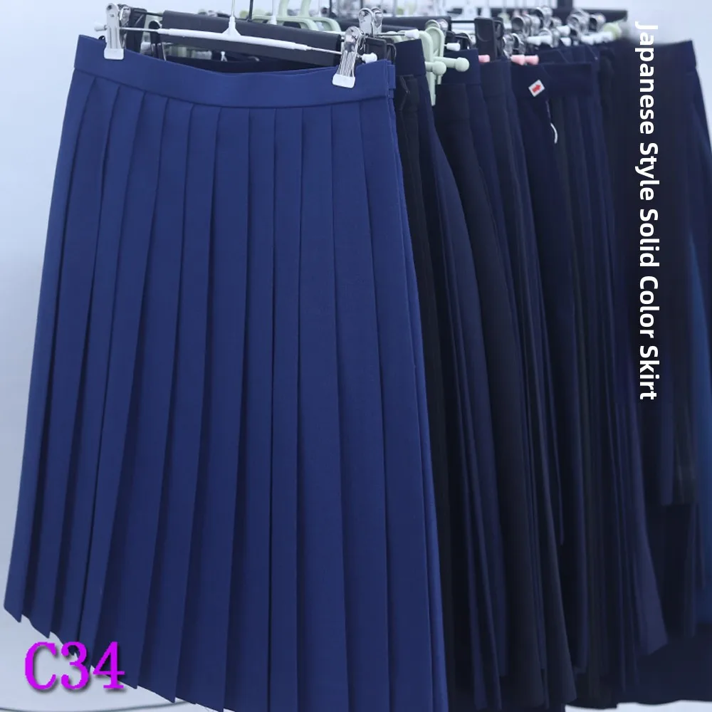 

Dark Turquoise Short Pleated Skirt School Uniform Sailor Suit Japanese Style Long Sleeve Mid-Length Straight Leg Pants