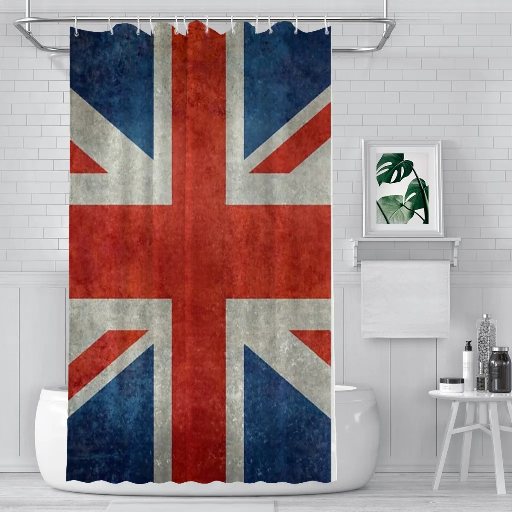 British Union Jack flag grungy vintage version Shower Curtain Landscape Bath Curtain With Hooks for Bathroom waterproof scenery